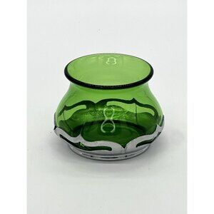 Vintage Farber Bros. Krome Kraft Green Glass Sugar Bowl With Silver Trim